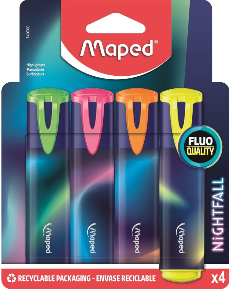 Текст маркери Maped Fluo Текст маркери Maped Fluo - 4 цвята от серията Nightfall -