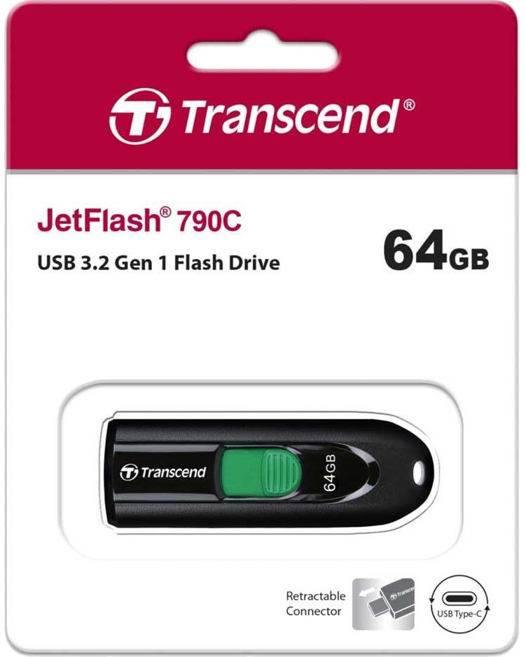 USB-C 3.2 ���� ����� 64 GB Transcend JetFlash 790C - 