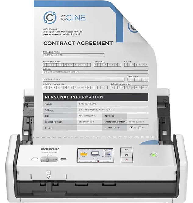 Скенер Brother ADS-1800W Скенер Brother ADS-1800W - 600 x 600 dpi, 30 pages/min, ADF, USB, Wi-Fi, двустранно сканиране -