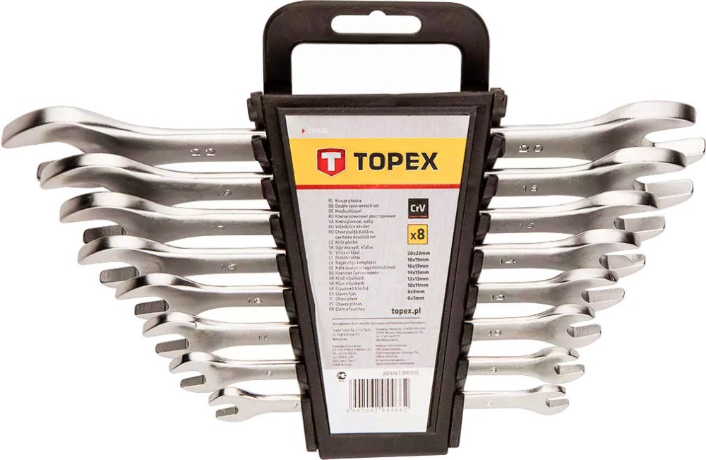 Двустранни гаечни ключове Topex Двустранни гаечни ключове Topex - 8 броя със захват 6 - 22 mm -