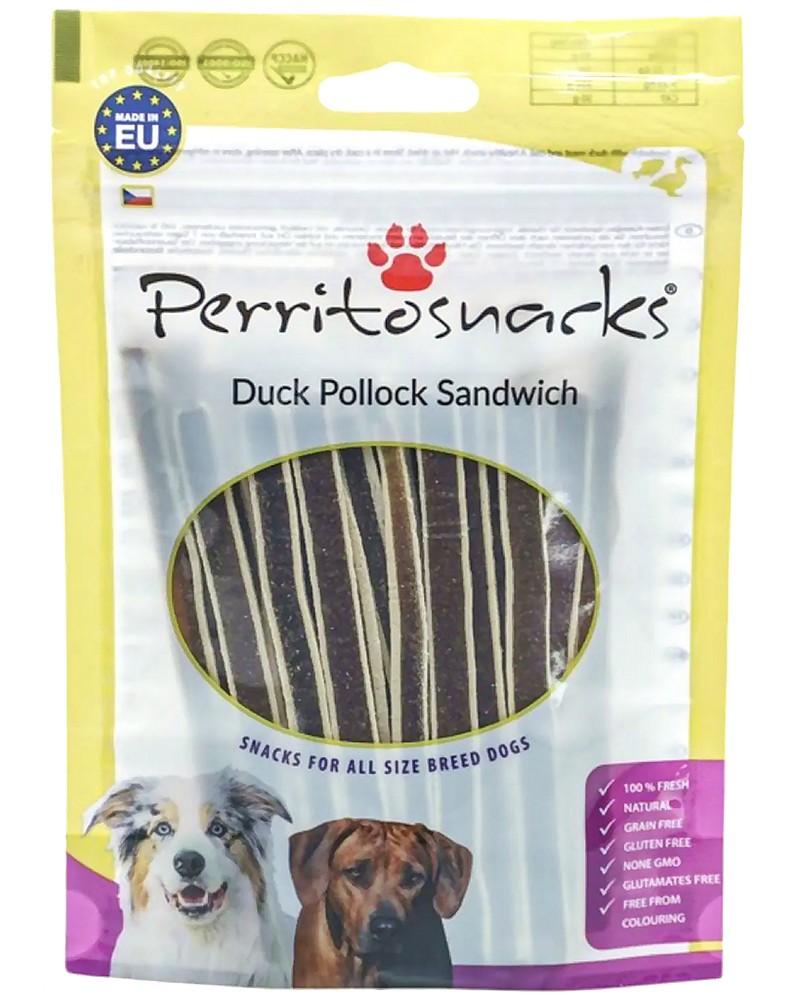 ��������� �� ������ Perrito Duck Pollock Sandwich - 100 g, � ������� � ������ - �����