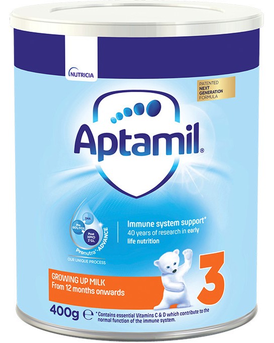 Адаптирано мляко за малки деца Aptamil Pronutra Advance 3 - 400 и 800 g, за 12+ месеца - продукт