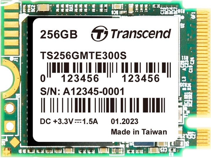 SSD памет Transcend 300S NVMe PCIe Gen 3.0 x4 SSD памет Transcend 300S NVMe PCIe Gen 3.0 x4 - 256 GB, четене 2000 MB/s, запис 950 MB/s, 3D NAND -