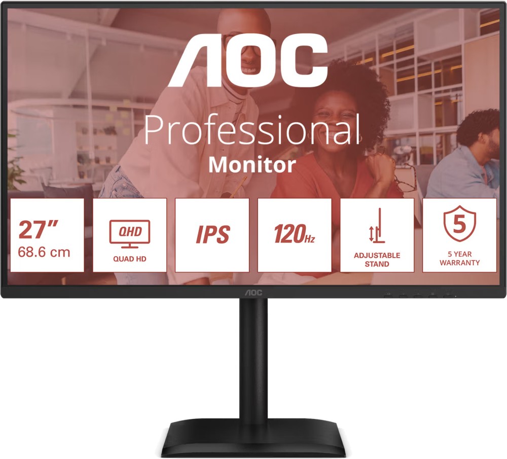 ������� AOC Q27E4U - 27", IPS, 120 Hz, 16:9, 2560 x 1440, 4 ms, 2 x HDMI, DisplayPort - 