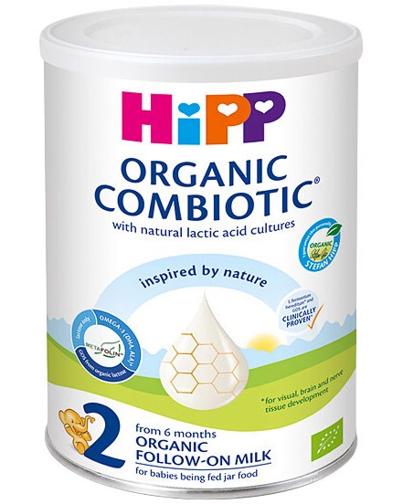 Адаптирано био преходно мляко HiPP 2 Organic Combiotic - 350 g, за 6+ месеца - продукт