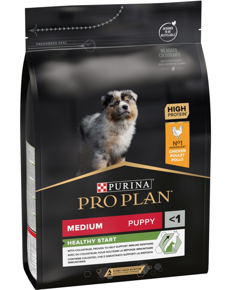 Суха храна за кучета Purina Pro Plan Healthy Start Puppy Medium Суха храна за кучета Purina Pro Plan Healthy Start Puppy Medium - 3 и 12 kg, с пилешко, за средни породи, от 6 седмици до 1 година - храна