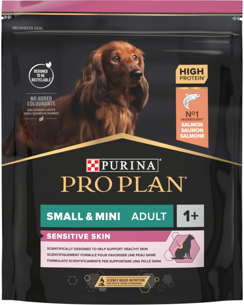���� ����� �� ������ � ������������ ���� Purina Pro Plan Sensitive Skin Adult Small & Mini - 0.7 ÷ 7 kg, ��� ������, �� ������ � ����� ������, ��� 1 ������ - �����