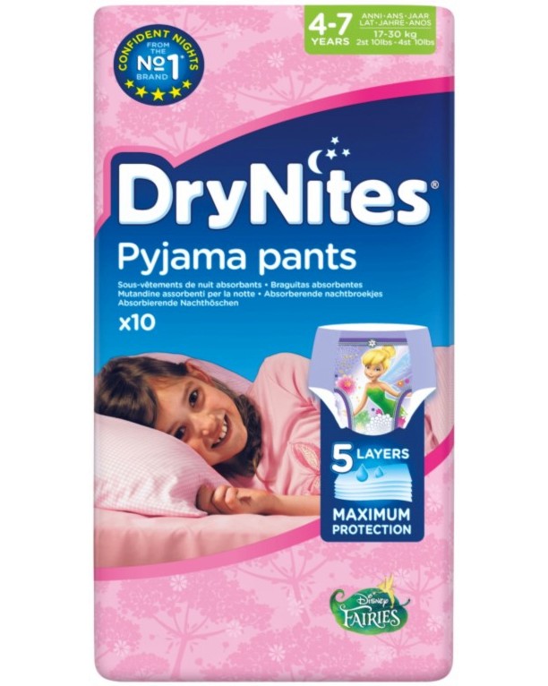  Huggies DryNites Pyjama Pants Girl 4-7 - 10 ,   17-30 kg - 