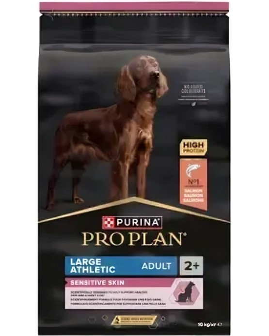 Суха храна за кучета с чувствителна кожа Purina Pro Plan Large Athletic Sensitive Skin Adult Суха храна за кучета с чувствителна кожа Purina Pro Plan Large Athletic Sensitive Skin Adult - 10 и 14 kg, със сьомга, за големи породи, над 2 години - храна