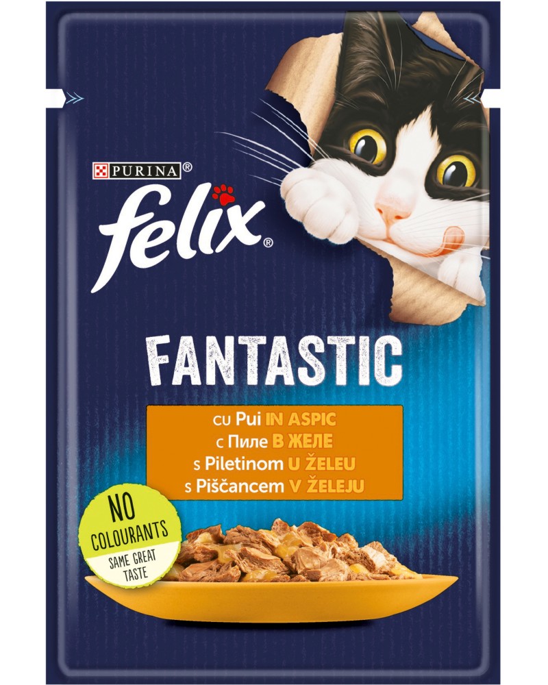 Пауч за котки Felix Fantastic Пауч за котки Felix Fantastic - 85 g, с пилешко месо в желе, за над 1 година - продукт