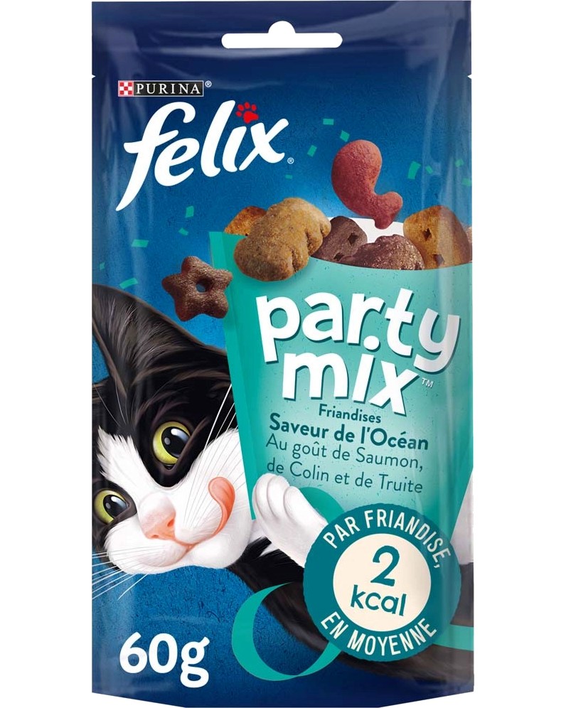 Felix Party Mix Ocean Mix - Лакомство с риба за котки в зряла възраст - опаковка от 60 g - продукт