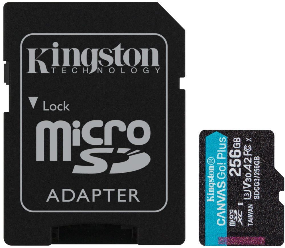 Micro SDXC   256 GB Kingston Canvas Go! - Class 10, U3, V30, A2 - 