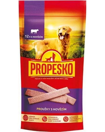 Лакомства за кучета PROPESKO Strips Лакомства за кучета PROPESKO Strips - 120 g, с говеждо - храна