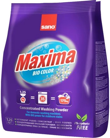 Прах за пране Sano Maxima Bio Color Прах за пране Sano Maxima Bio Color - 1.250 и 3.250 kg - перилен препарат