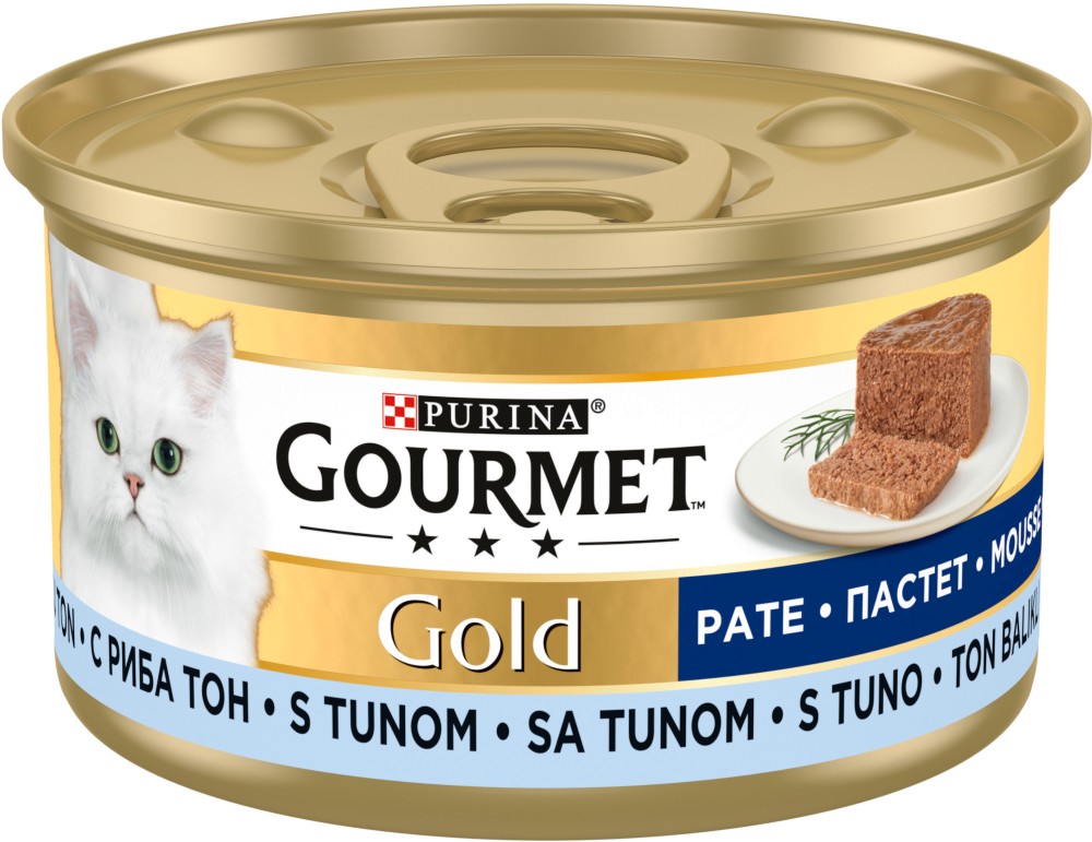 Пастет за котки Gourmet Пастет за котки Gourmet - 85 g, с риба тон, от серията Gold, за над 1 година - храна