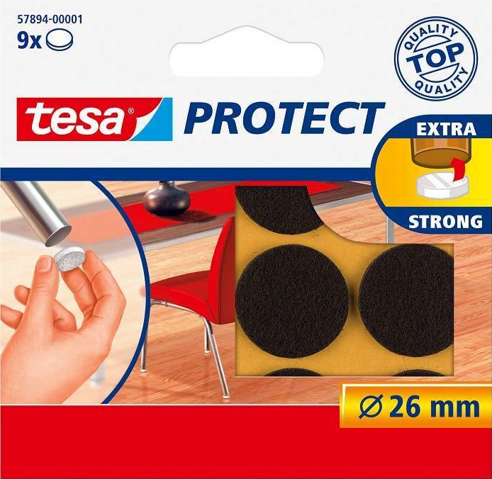 Самозалепващи подложки от филц Tesa Самозалепващи подложки от филц Tesa - 9 и 12 броя с диаметър ∅ 22 и 26 mm -