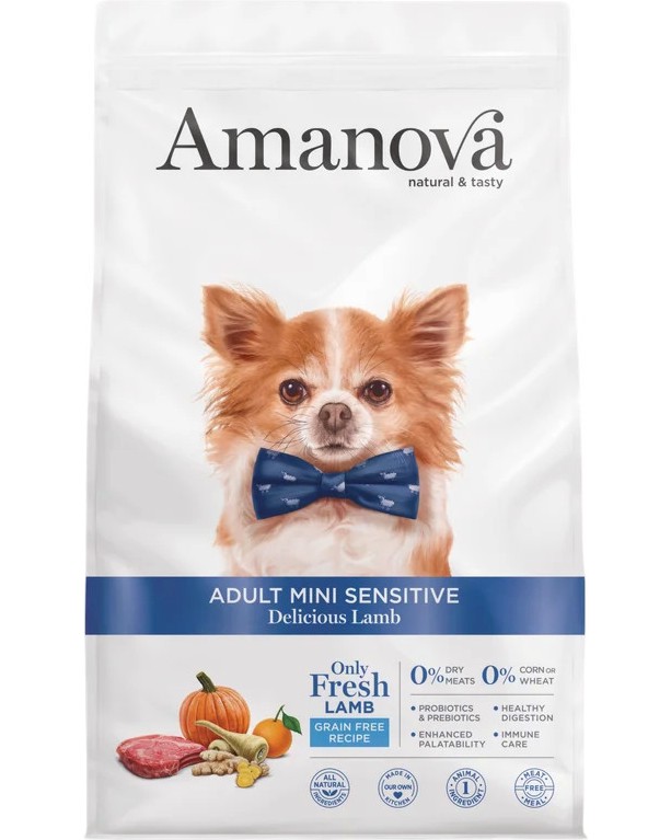 ��������� ���� ����� �� ������ �� ������ ���� � � ������������ ������������ Amanova Adult Mini - 0.8 ÷ 7 kg, � �������, �� ������� Sensitive, �� ������ � ����� ������, ��� 10 ������ - �����
