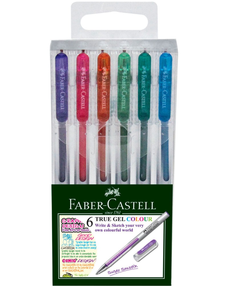 Ролери Faber-Castell True Gel 2426 - 6 цвята - 