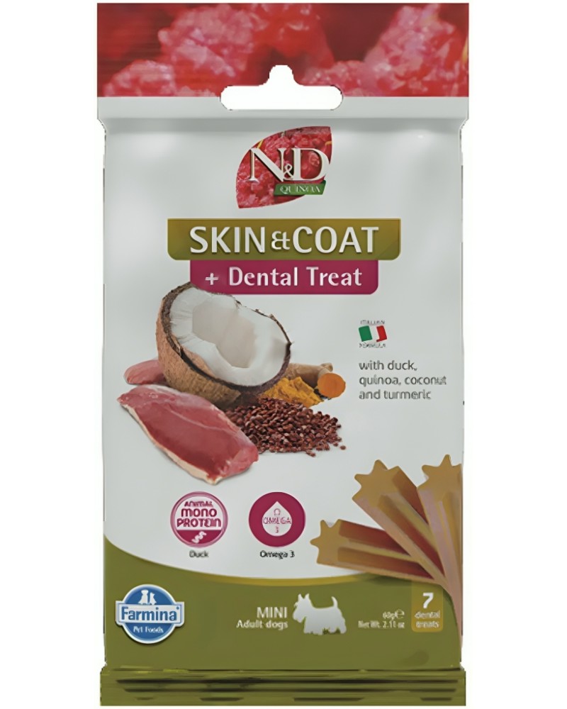           N&D Adult Mini Skin & Coat Dental Treat - 60 g,  , ,   ,   Quinoa,   ,  4  - 