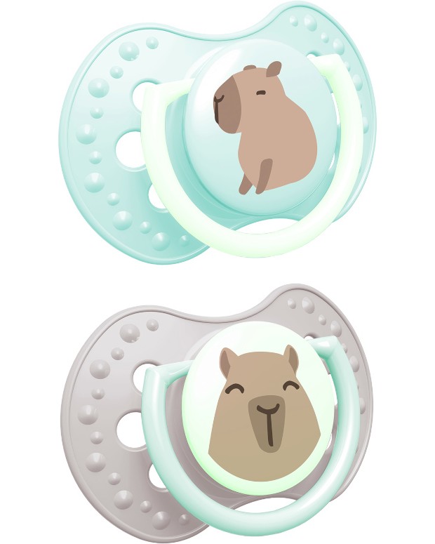 Флуоресцентни динамични залъгалки със симетрична форма Lovi Dynamic CapiChill Флуоресцентни динамични залъгалки със симетрична форма Lovi Dynamic CapiChill - 2 броя, за 6-18 месеца - залъгалка