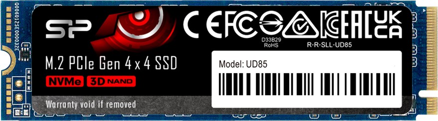 SSD памет Silicon Power UD85 PCIe 4.0 x4 NVMe 1.4 SSD памет Silicon Power UD85 PCIe 4.0 x4 NVMe 1.4 - 2 ТB, четене 3600 MB/s, запис 2800 MB/s, 3D NAND -
