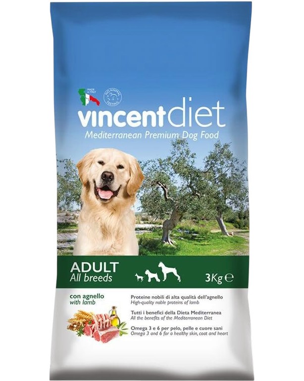 ���� ����� �� ������ � ������������ ������������ VINCENT Pet Food Mediterranean Diet Adult - 3 � 15 kg, � �������, �� ������ ������, � ����� ������� - �����