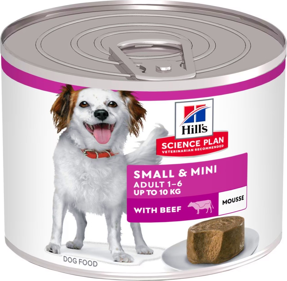 Мус за кучета Hill's Small & Mini Adult Мус за кучета Hill's Small & Mini Adult - 200 g, с говеждо, от серията Science Plan, за дребни породи, от 1 до 6 години - храна
