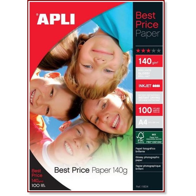 Гланцирана фотохартия А4 Apli Best Price - 140 g/m<sup>2</sup> - 