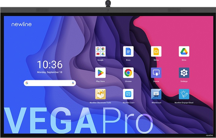 ������������ ������� 86" Newline Vega Pro TT-8624Z - 196.5 / 118.4 / 9.5 cm, 8 GB RAM, 128 GB, Andorid 13 - 
