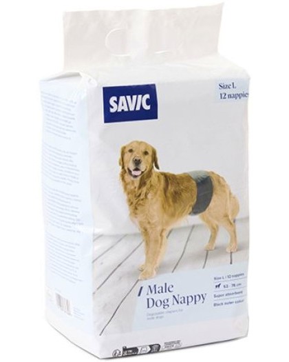 Пелени за мъжки кучета Savic Male Nappy L Пелени за мъжки кучета Savic Male Nappy L - 12 броя, от 53 до 76 cm - продукт