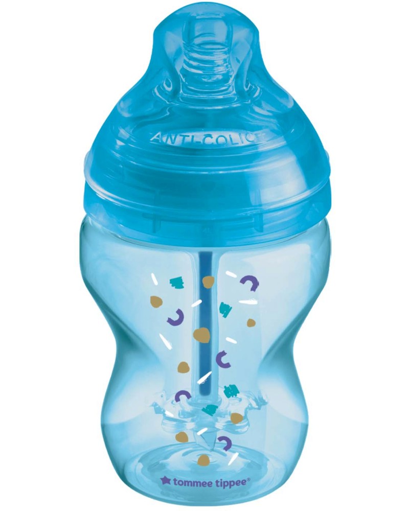 Бебешко шише Tommee Tippee - 260 ml, от серията Advanced Anti-Colic Plus, 0+ м - шише