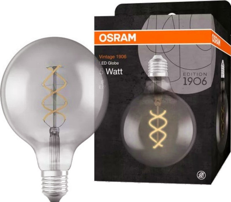 LED ������ Osram GLOBE125 SMOKE25 818 E27 5 W 1800K - 150 lm �� ������� Vintage 1906 - 