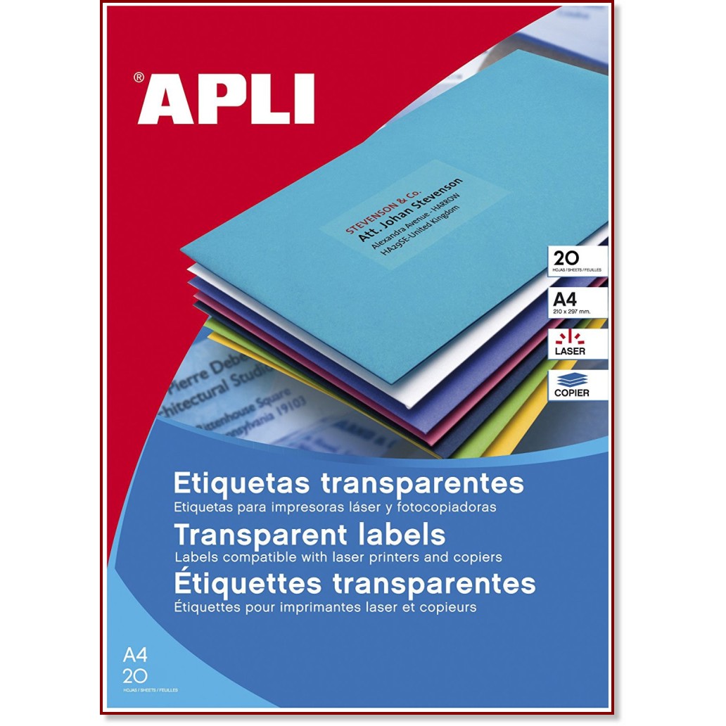Прозрачни правоъгълни етикети за принтиране Apli - 880 самозалепващи етикета за екстремни условия с размери 48.5 x 25.4 mm - 