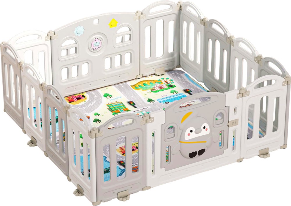 Кошара за игра Moni Penguin Кошара за игра Moni Penguin - 150 x 150 cm, с килимче, 50 топки и музикални ефекти - продукт