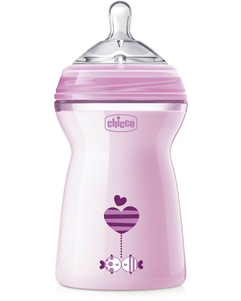 Бебешко шише Chicco - 330 ml, от серията Natural Feeling, 6+ м - шише