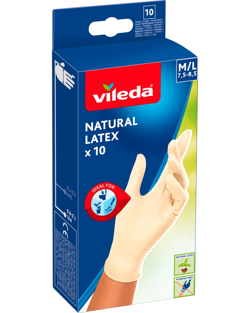 ��������� �������� ��� ����� Vileda Natural Latex - 10 ���� � ������ M/L - �������