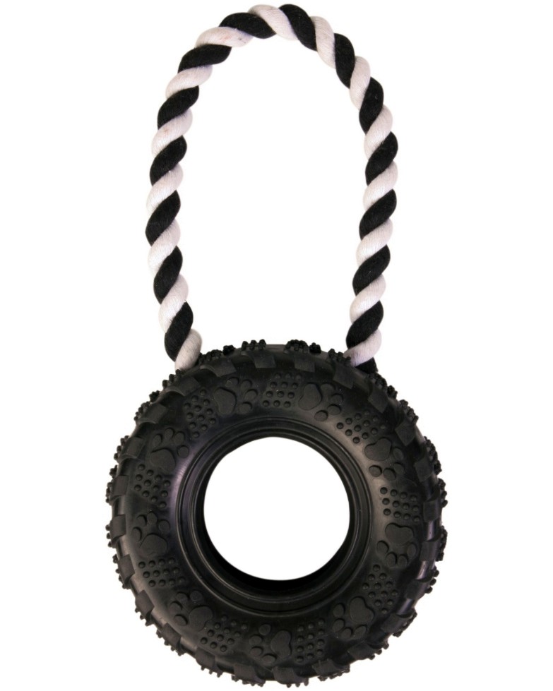 Автомобилна гума с въже - Играчка за кучета - играчка