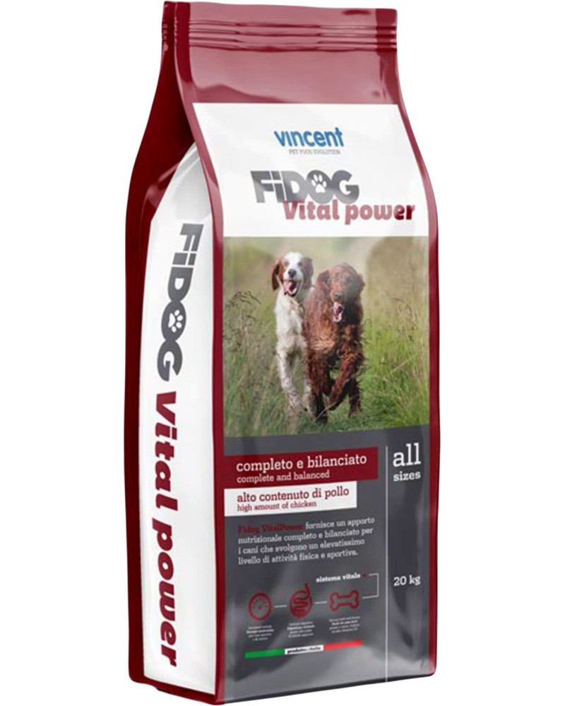 ���� ����� �� ��������� ������� ������ VINCENT Pet Food Fidog Vital Power - 20 kg, � �������, �� ������ ������, � ����� ������� - �����