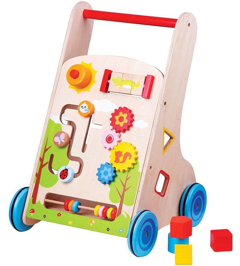 Дървена проходилка уокър Lelin Toys Дървена проходилка уокър Lelin Toys - Със сортер - продукт