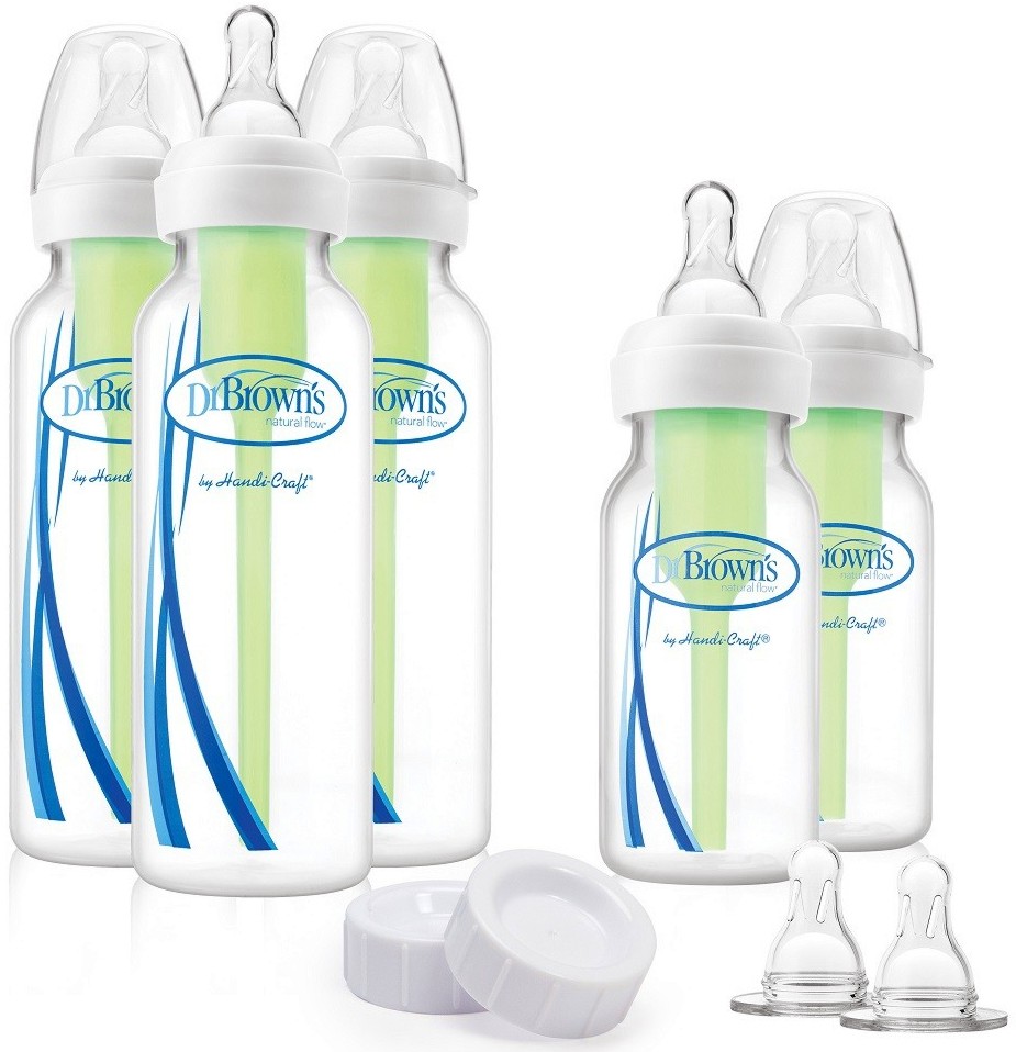Комплект за новородено Dr. Brown's Narrow Neck - С шишета, биберони и капачки от серията Options - продукт