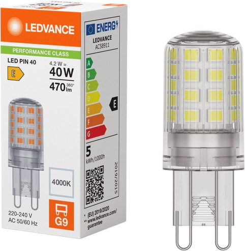 LED крушка LEDVANCE PIN CL 40 non-dim 840 G9 4.2 W 4000K LED крушка LEDVANCE PIN CL 40 non-dim 840 G9 4.2 W 4000K - 470 lm от серията Parathom -