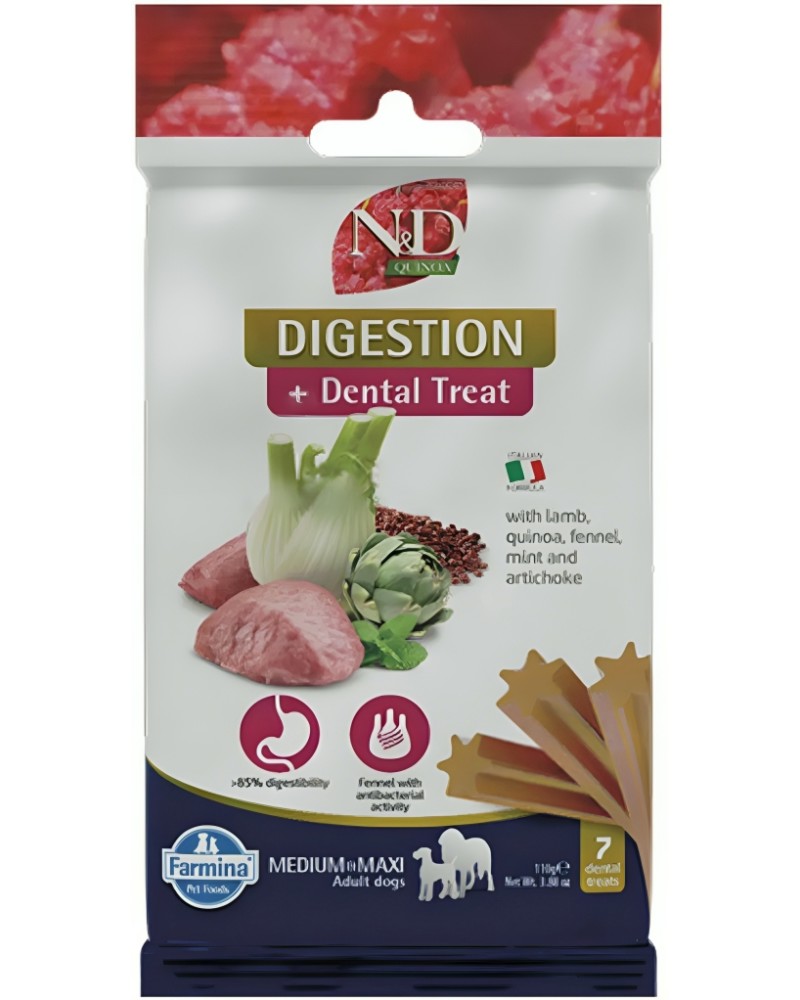        N&D Adult Medium & Maxi Digestion Dental Treat - 100 g,  , , ,   ,   Quinoa,     ,  4  - 