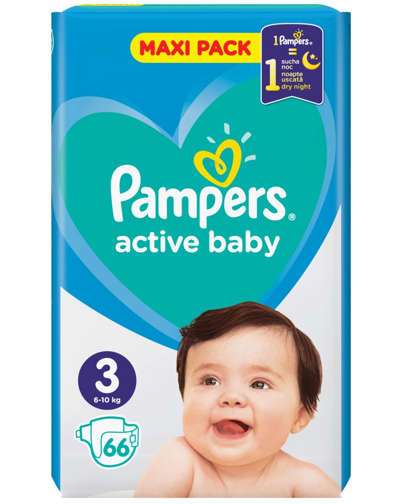 Пелени Pampers Active Baby 3 - 15÷208 броя, за бебета 6-10 kg - продукт