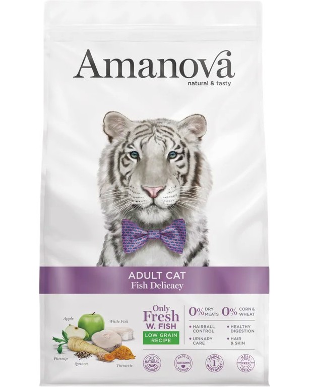 Натурална суха храна за котки Amanova Adult Натурална суха храна за котки Amanova Adult - 1.5 и 4 kg, с риба, за над 1 година - храна