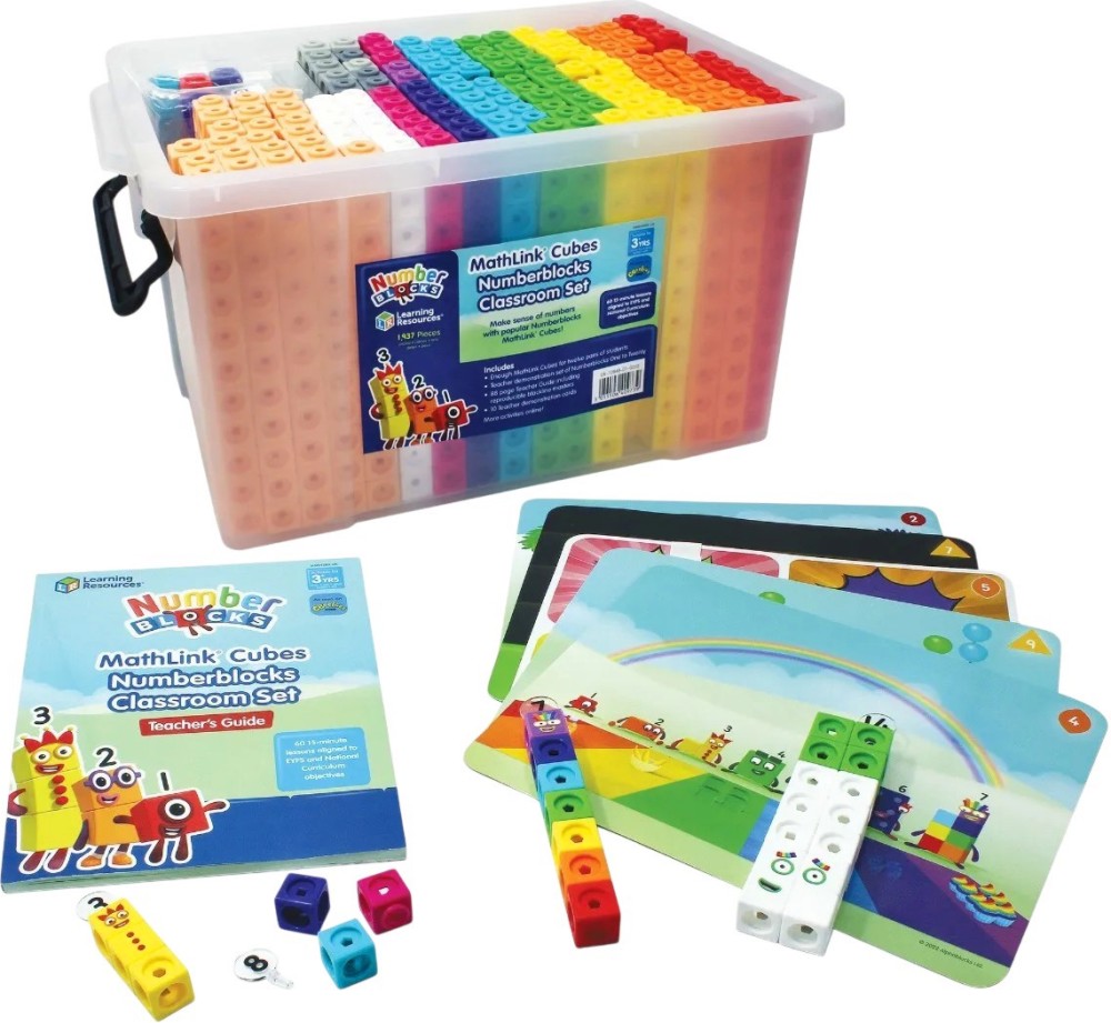 Класен комплект с кубчета Numberblocks MathLink Класен комплект с кубчета Numberblocks MathLink - 1937 части - образователен комплект