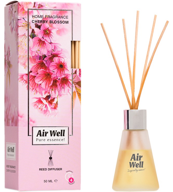 Арома дифузер с пръчици Air Well Арома дифузер с пръчици Air Well - С аромат на черешов цвят - продукт