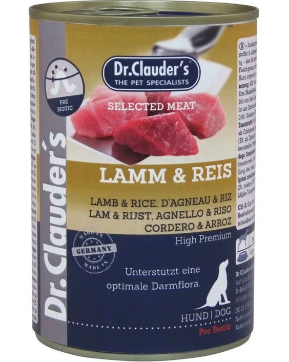 Консерва за кучета Dr.Clauder's Консерва за кучета Dr.Clauder's - 400 и 800 g, с агнешко и ориз, в зряла възраст - храна