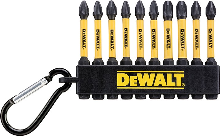 Ударни удължени битове с карабинер DeWalt DT7274 Ударни удължени битове с карабинер DeWalt DT7274 - 10 броя с размер на главата PZ2, PZ3 и PH2 -