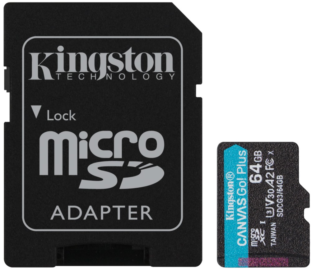 Micro SDXC карта памет 64 GB Kingston Ganvas Go! Micro SDXC карта памет 64 GB Kingston Ganvas Go! - Class 10, U1, V30, A2 -