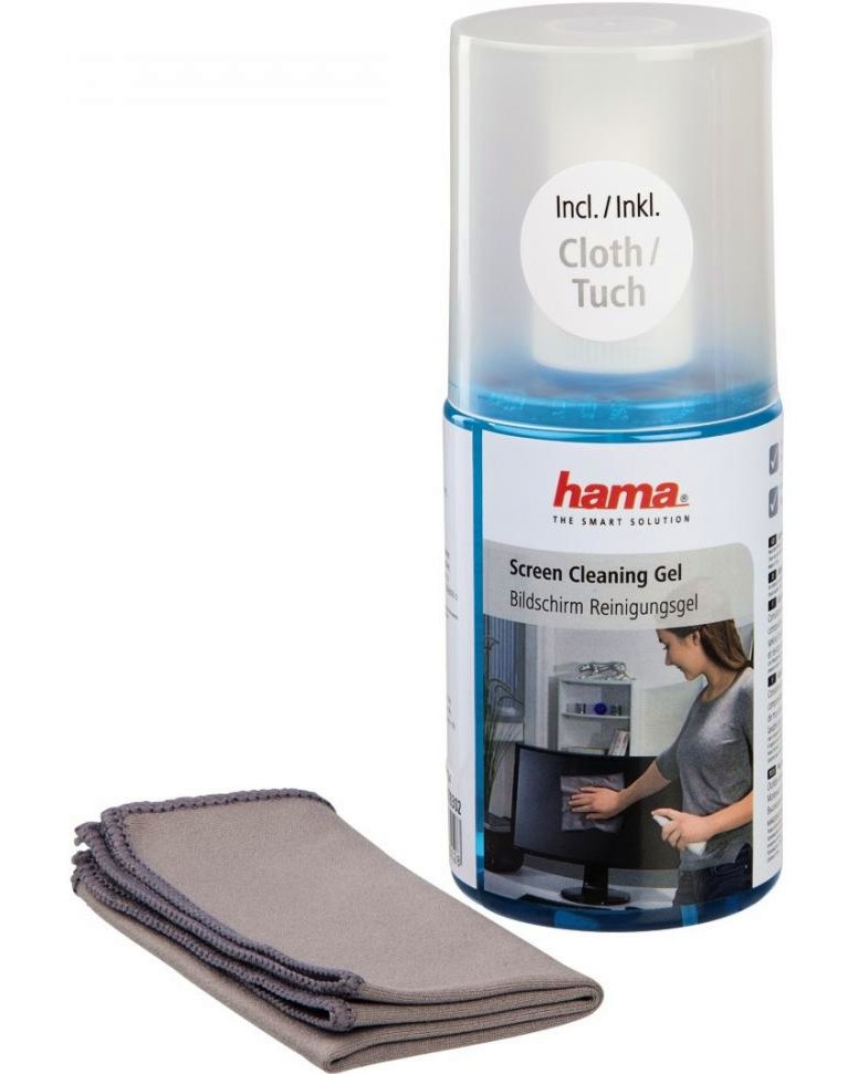 Гел за почистване на TFT и LCD екрани Hama Гел за почистване на TFT и LCD екрани Hama - 200 ml с микрофибърна кърпа - почистващ препарат